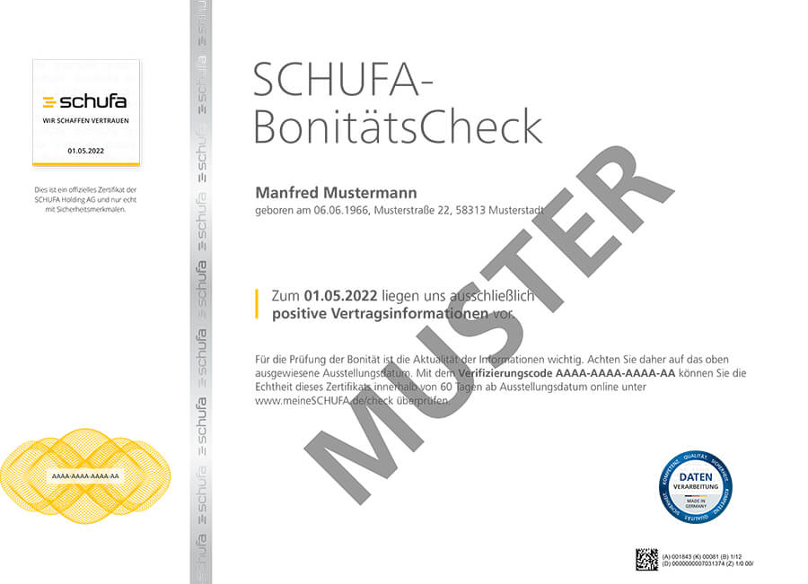 Beispiel SCHUFA-BonitätsCheck